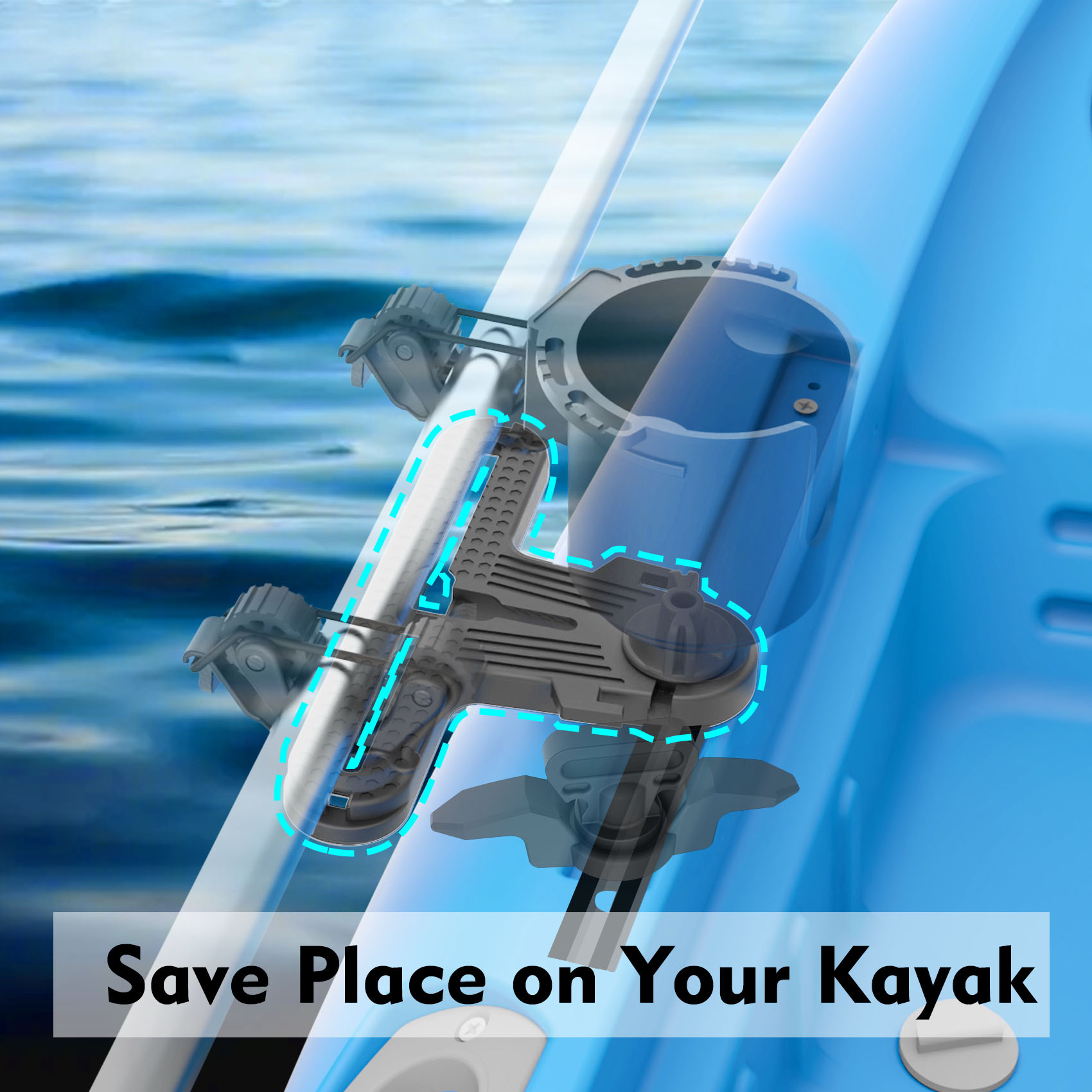 Multi-Functional T-Shaped Kayak Track System Textured Grip Surface Kayak Gear Track Space-Saving Tool-Free Installation Kayak Rail Track for Holding Fishing Rod Cup Holder Paddle