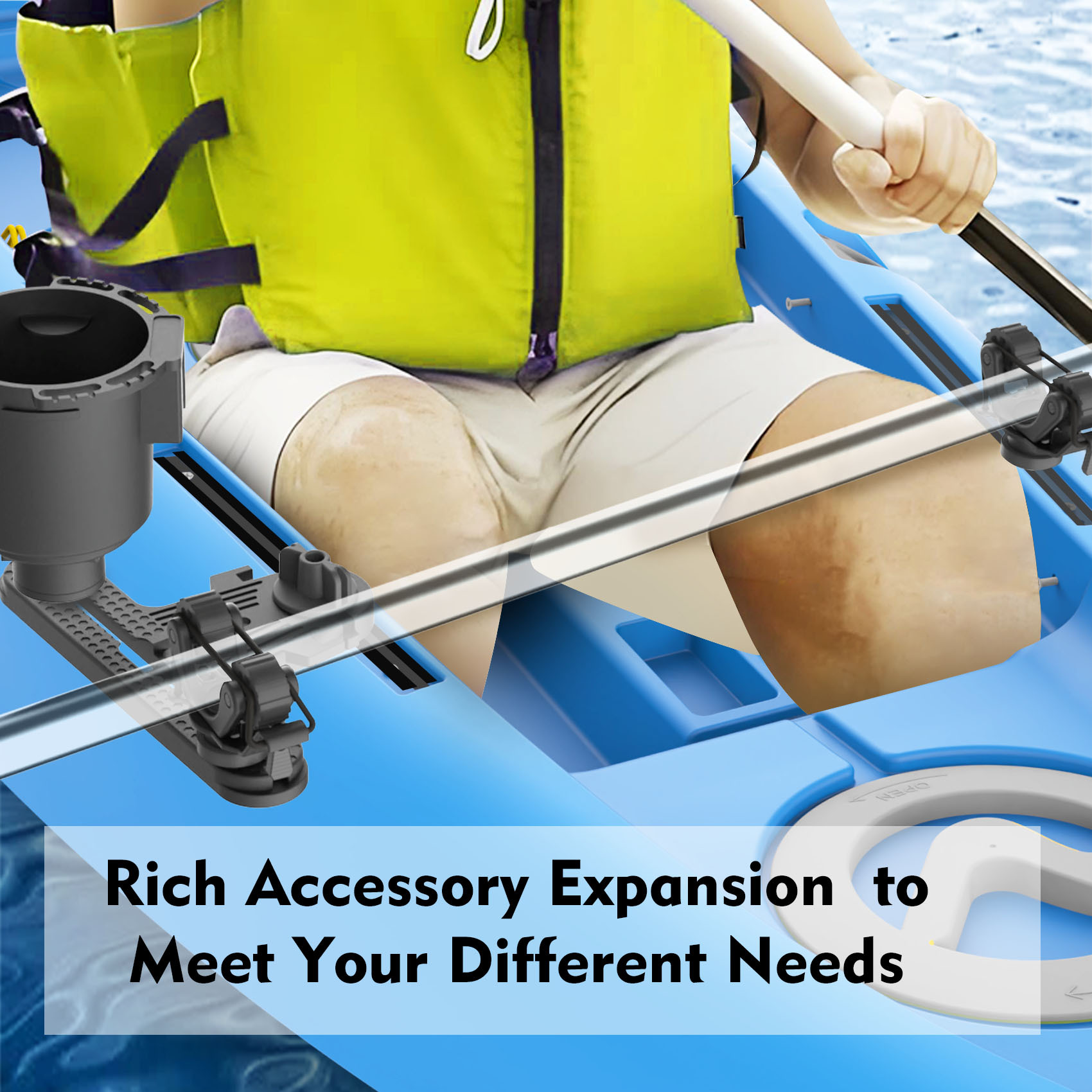 Multifunctional T-Design Doubleheader with Dual Kayak Paddle Holder, Space-Saving Kayak Paddle Holder with Textured Surface Kayak Track Mount Accessories for Fishing