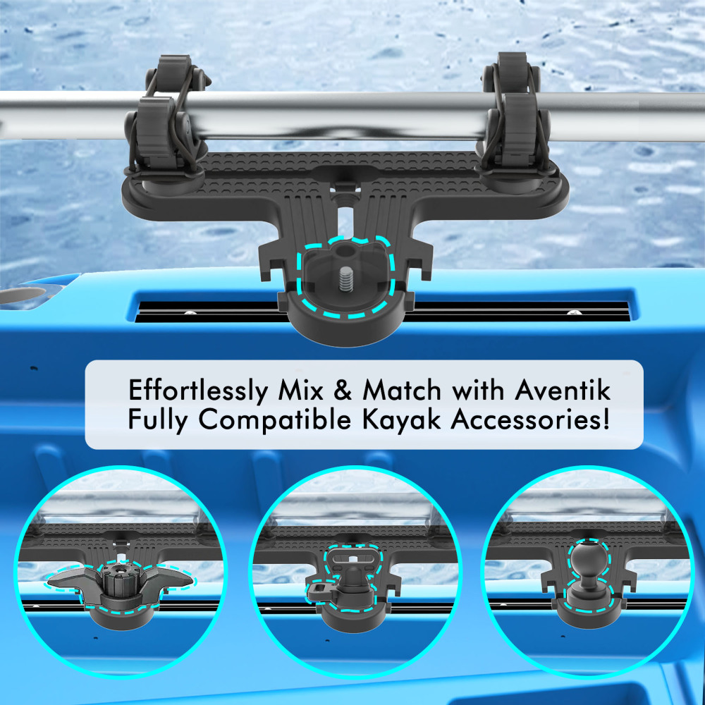 Multifunctional T-Design Doubleheader with Dual Kayak Paddle Holder, Space-Saving Kayak Paddle Holder with Textured Surface Kayak Track Mount Accessories for Fishing