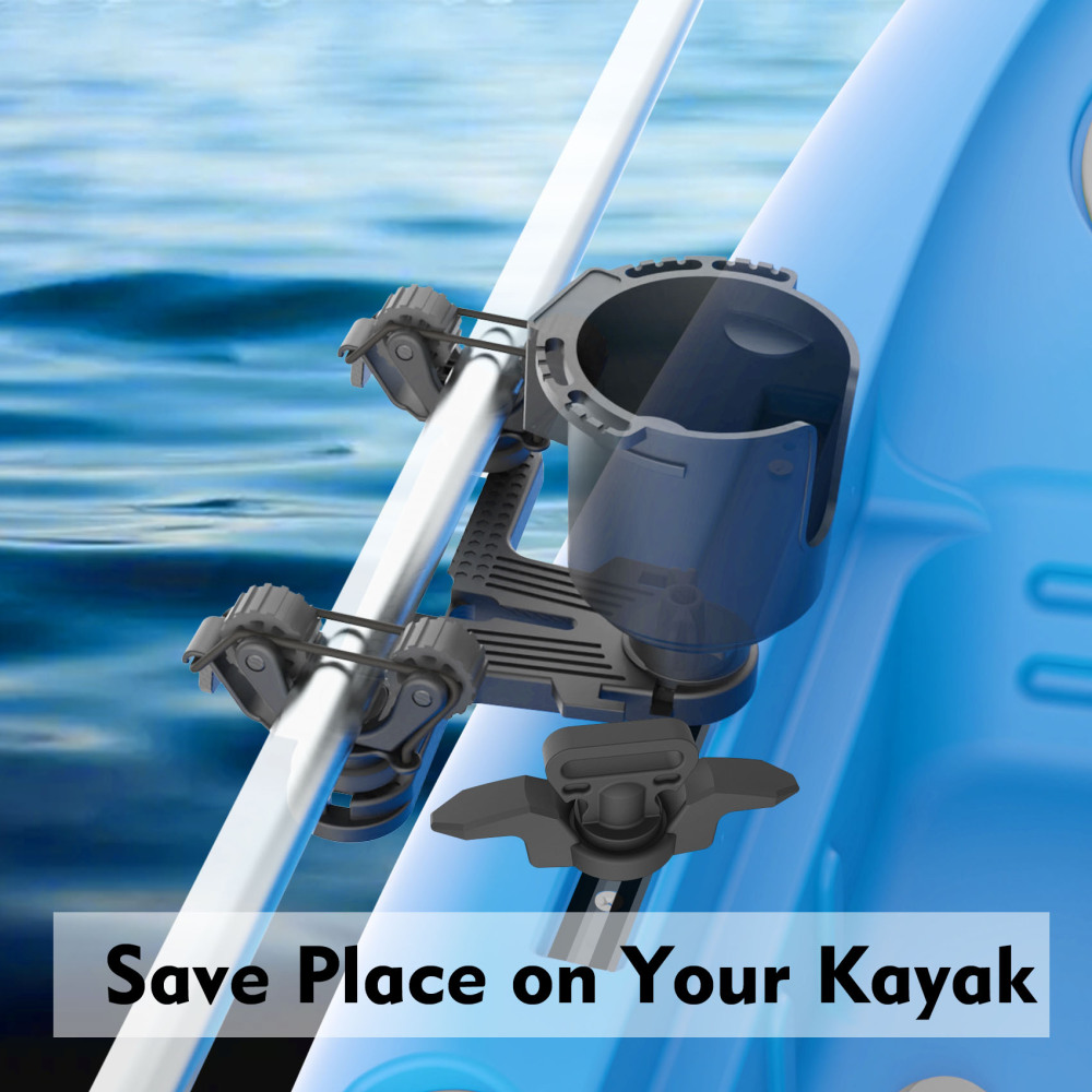 Multifunctional T-Design Doubleheader with Dual Kayak Paddle Holder, Space-Saving Kayak Paddle Holder with Textured Surface Kayak Track Mount Accessories for Fishing