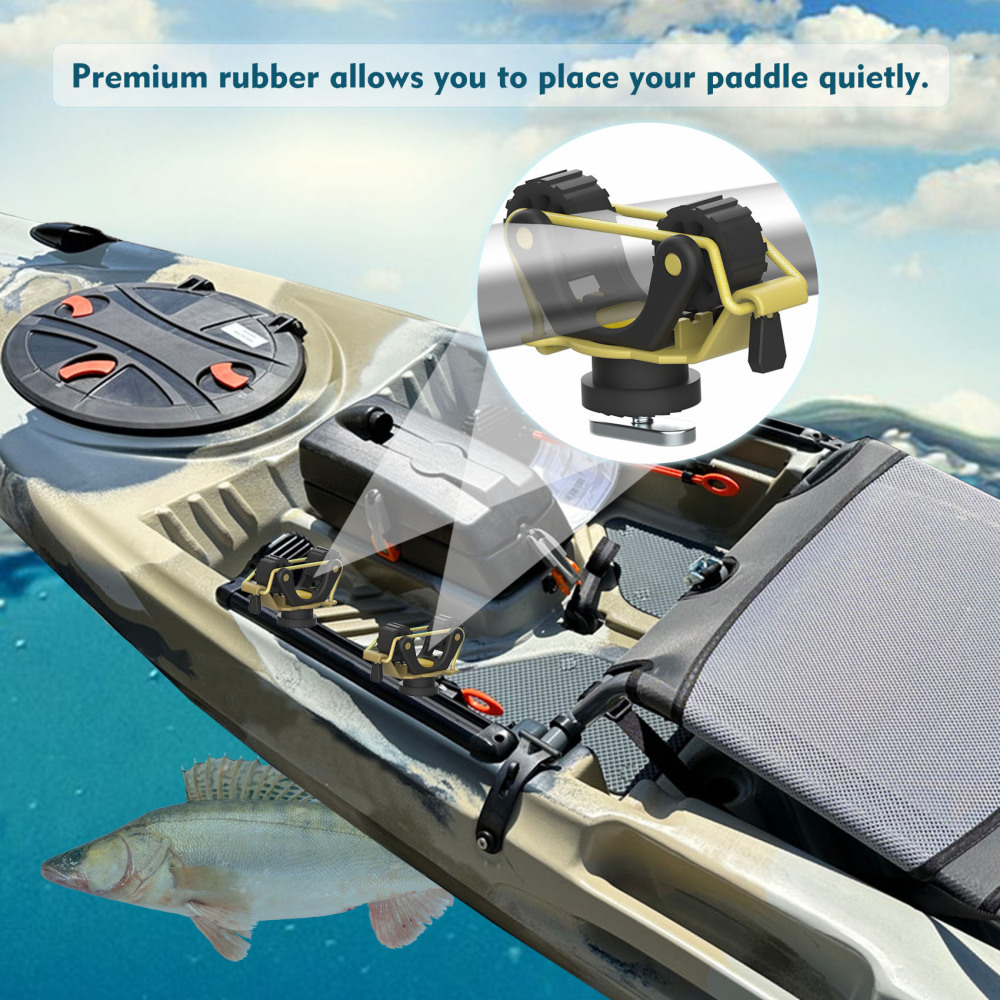 Aventik 2 PCS Kayak Paddle Holder Kayak Track Mount Accessories for Holding Standard Paddle, Kayak Oar Holder Kayak Rail Accessories for Fishing Kayak