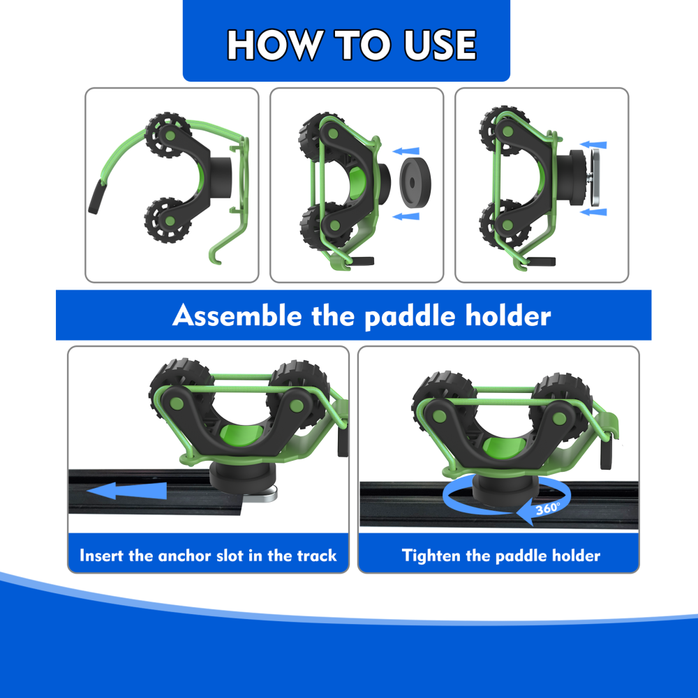 Aventik 2 PCS Kayak Paddle Holder Kayak Track Mount Accessories for Holding Standard Paddle, Kayak Oar Holder Kayak Rail Accessories for Fishing Kayak