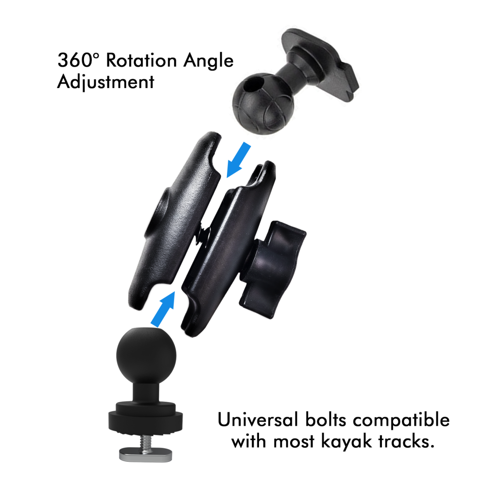 Kayak Phone Holder Mount with 8-Claw Anti-Slip Fixing, 360° Adjustable Kayak Phone Holder Compatible with 4.7-7 Inch Phones Kayak Rail