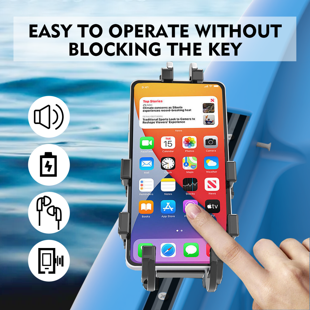 Kayak Phone Holder Mount with 8-Claw Anti-Slip Fixing, 360° Adjustable Kayak Phone Holder Compatible with 4.7-7 Inch Phones Kayak Rail