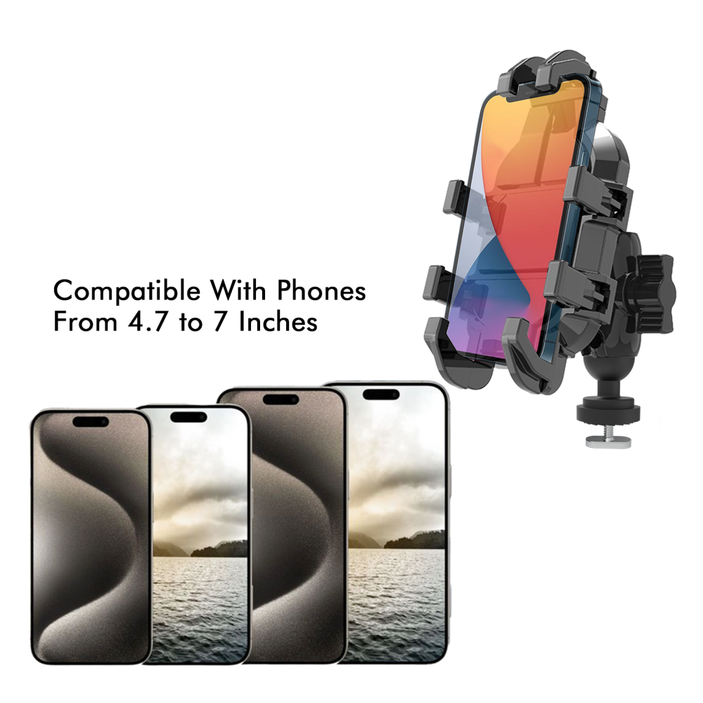 Kayak Phone Holder Mount with 8-Claw Anti-Slip Fixing, 360° Adjustable Kayak Phone Holder Compatible with 4.7-7 Inch Phones Kayak Rail