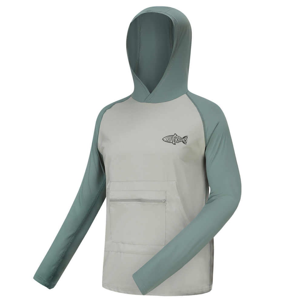UPF 50+ Sun Protection Hoodie Shirt Rash Guard Long Sleeve Shirt Kangaroo Pocket Ice-Cool Quick Dry Shirts