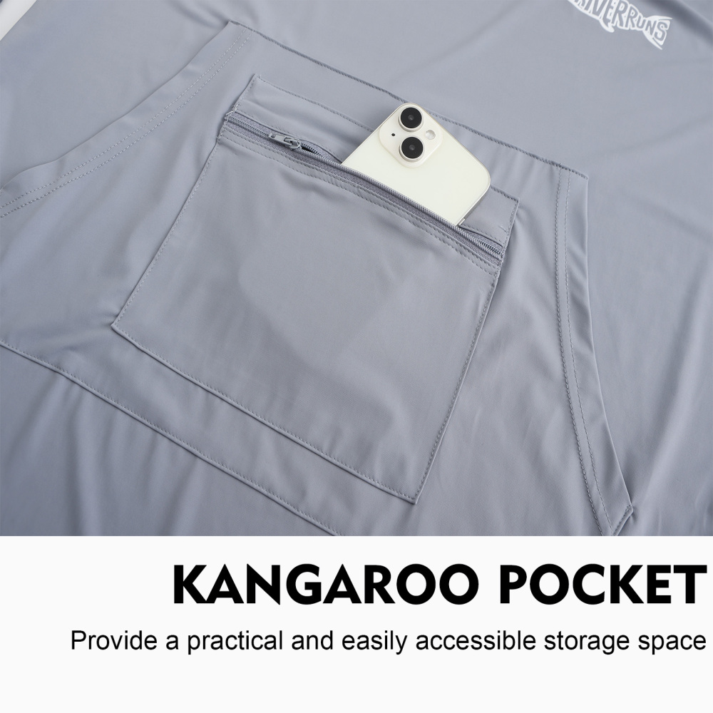 UPF 50+ Sun Protection Hoodie Shirt Rash Guard Long Sleeve Shirt Kangaroo Pocket Ice-Cool Quick Dry Shirts