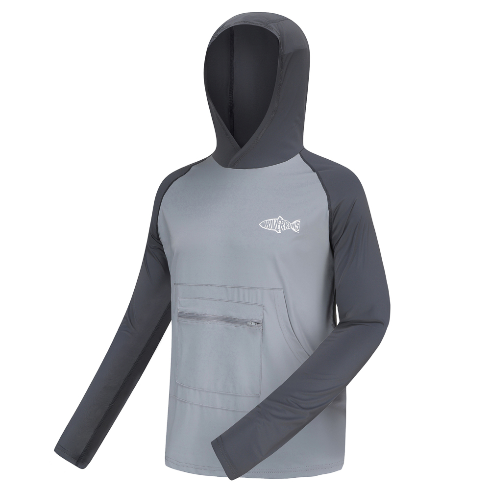 UPF 50+ Sun Protection Hoodie Shirt Rash Guard Long Sleeve Shirt Kangaroo Pocket Ice-Cool Quick Dry Shirts