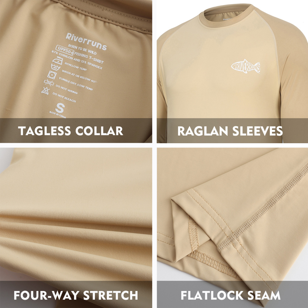 Sun Protection Long Sleeve Shirts Rash Guard Shirts Ice-Cool Quick Dry Swim Shirt Fishing Sports Shirt