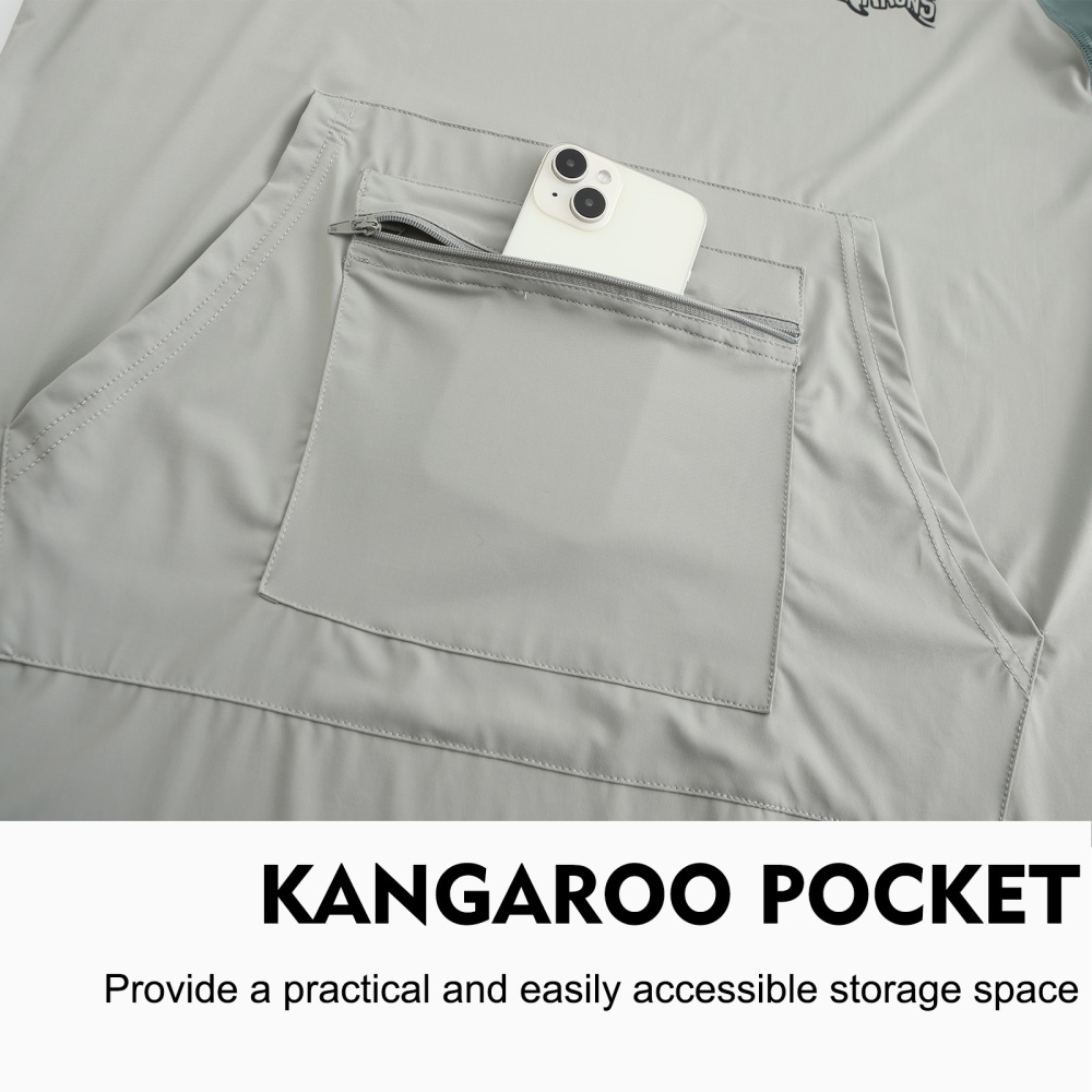 UPF 50+ Sun Protection Hoodie Shirt Rash Guard Long Sleeve Shirt Kangaroo Pocket Ice-Cool Quick Dry Shirts