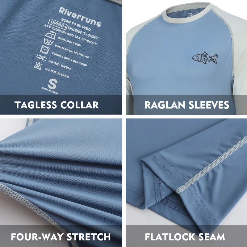 Sun Protection Long Sleeve Shirts Rash Guard Shirts Ice-Cool Quick Dry Swim Shirt Fishing Sports Shirt