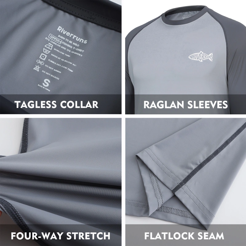 Sun Protection Long Sleeve Shirts Rash Guard Shirts Ice-Cool Quick Dry Swim Shirt Fishing Sports Shirt