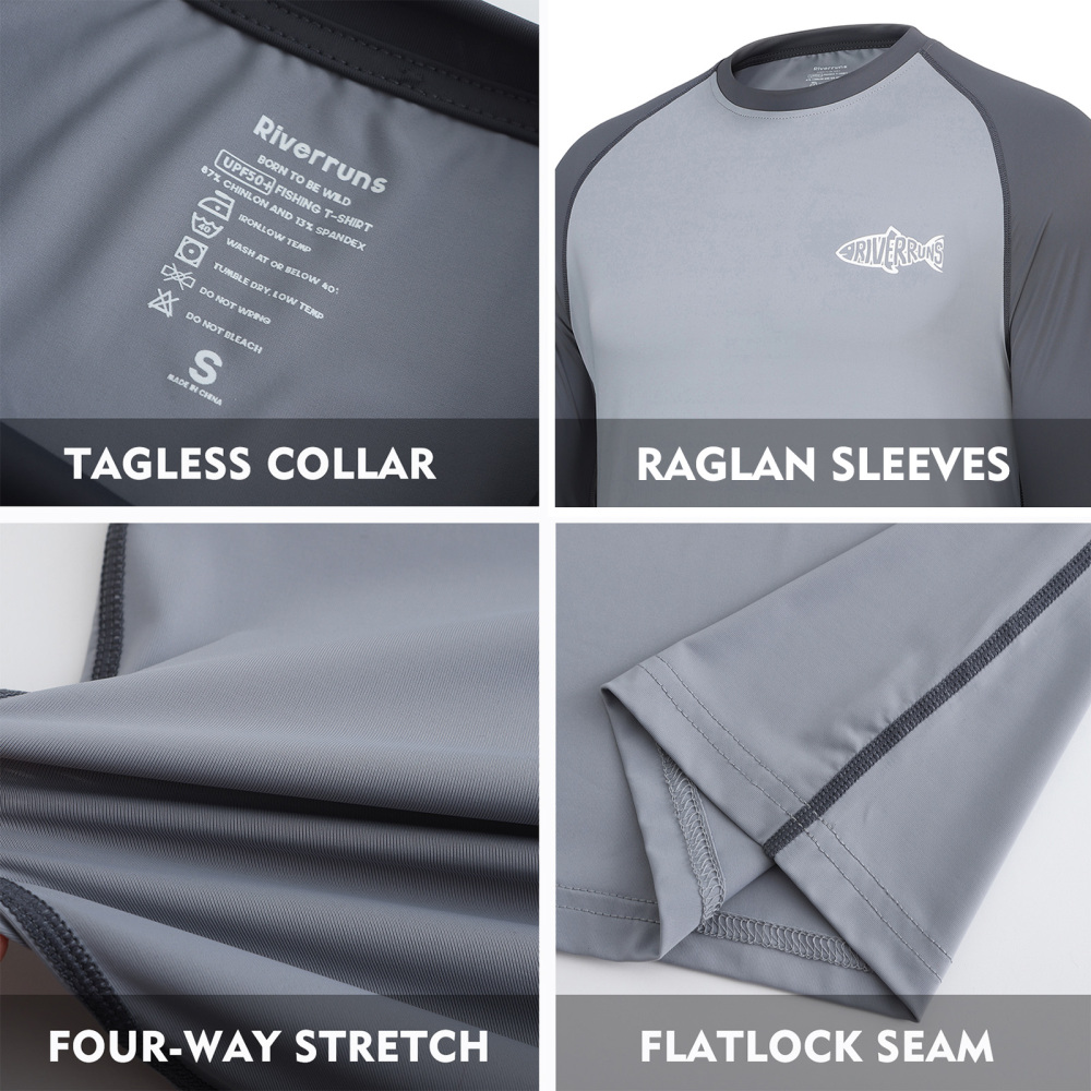 Sun Protection Long Sleeve Shirts Rash Guard Shirts Ice-Cool Quick Dry Swim Shirt Fishing Sports Shirt