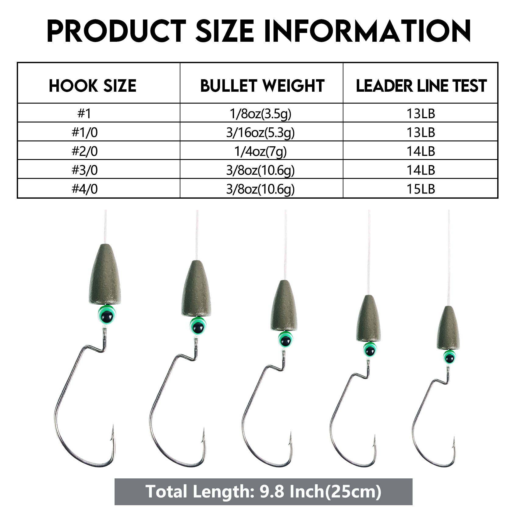 Texas Rigs for Bass Fishing, Pre-Rigged Leader Line with Weights Hooks Barrel Swivel Kit Fishing Ready Texas Rig for Bass Perch 5PCS