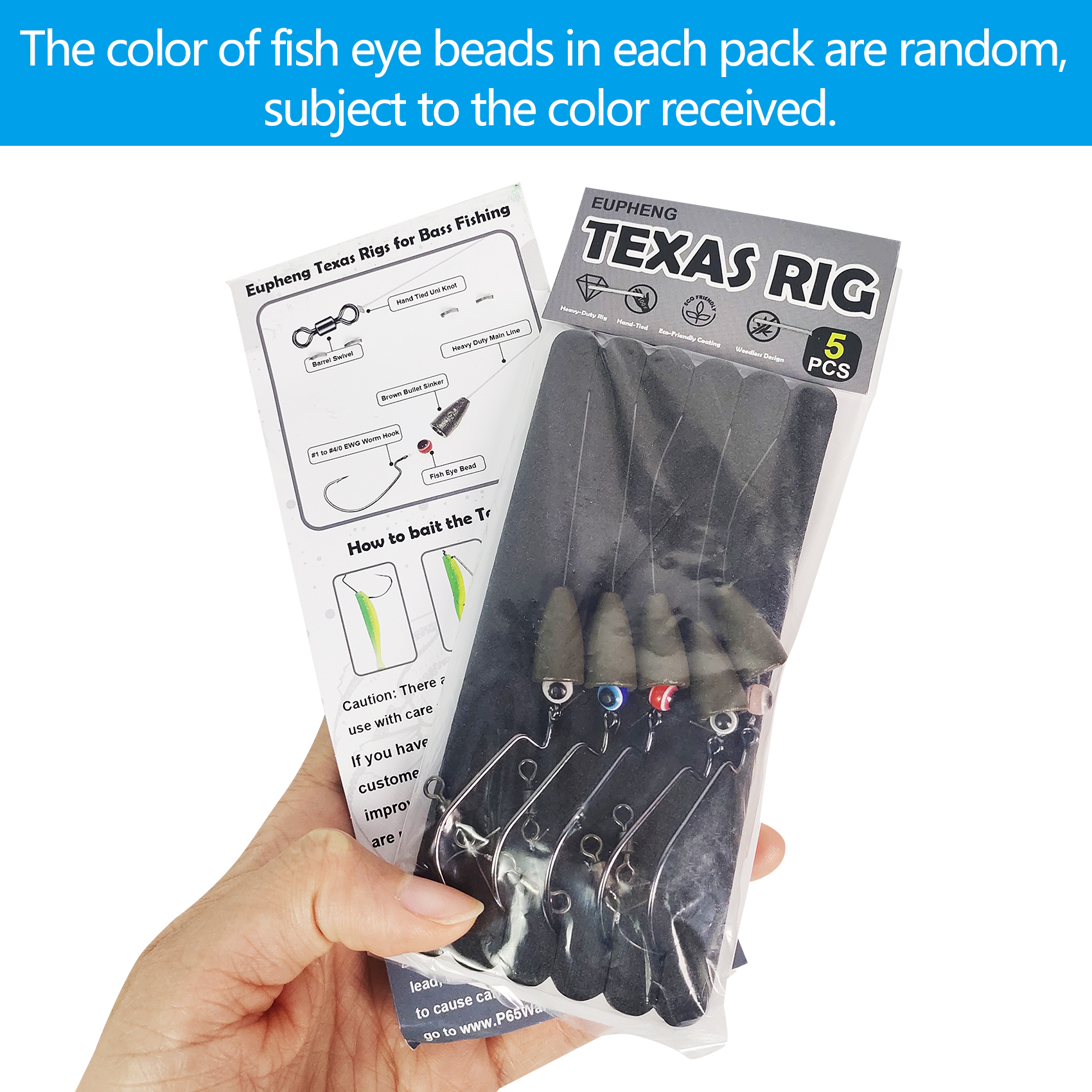 Texas Rigs for Bass Fishing, Pre-Rigged Leader Line with Weights Hooks Barrel Swivel Kit Fishing Ready Texas Rig for Bass Perch 5PCS