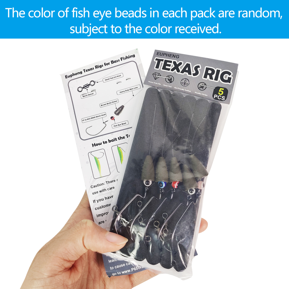 Texas Rigs for Bass Fishing, Pre-Rigged Leader Line with Weights Hooks Barrel Swivel Kit Fishing Ready Texas Rig for Bass Perch 5PCS