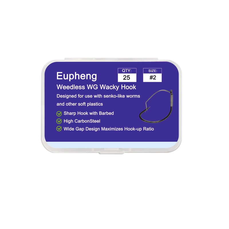 Eupheng Weedless Hooks Wide Gap Wacky Worm Hooks, 25pcs Bass Fishing Hooks for Soft Worm Baits, Wacky Rig & Neko Rig Hooks