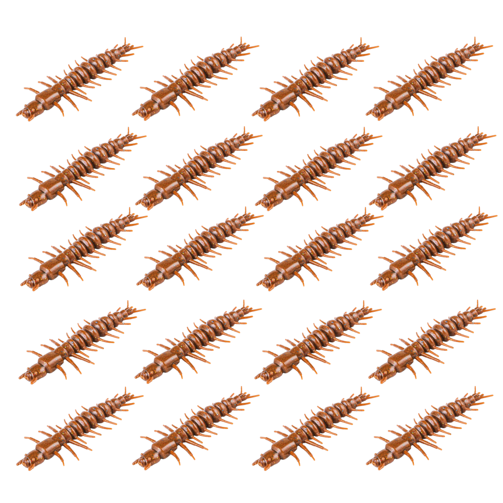 2" Hellgrammite Fishing Lures, Super Realistic Soft Plastic Fishing Lures for Ned Jig Drop Shot Rig, Qty 20Pack