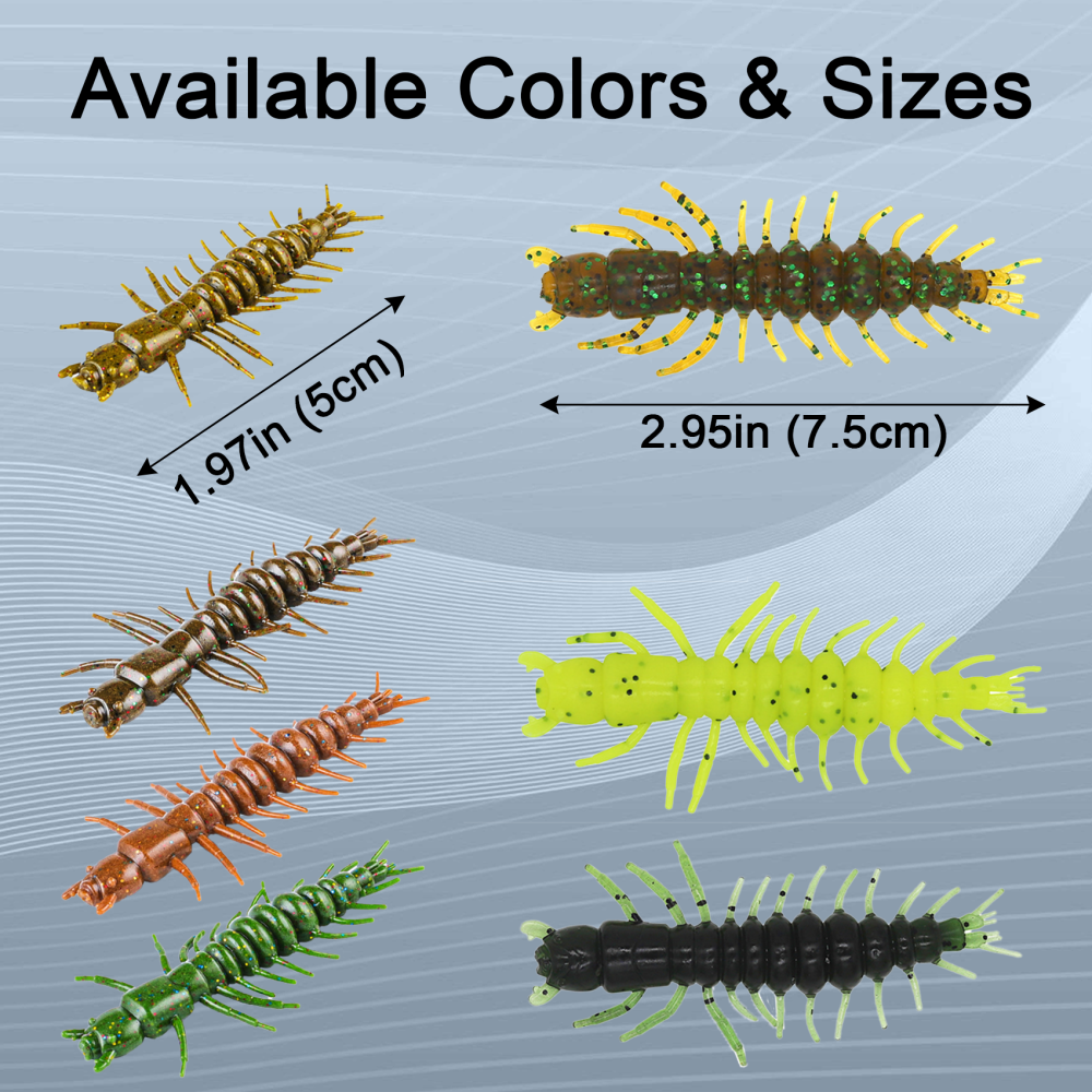 3" Hellgrammite Fishing Lures, Super Realistic Soft Plastic Fishing Lures for Ned Jig Drop Shot Rig, Qty 12Pack
