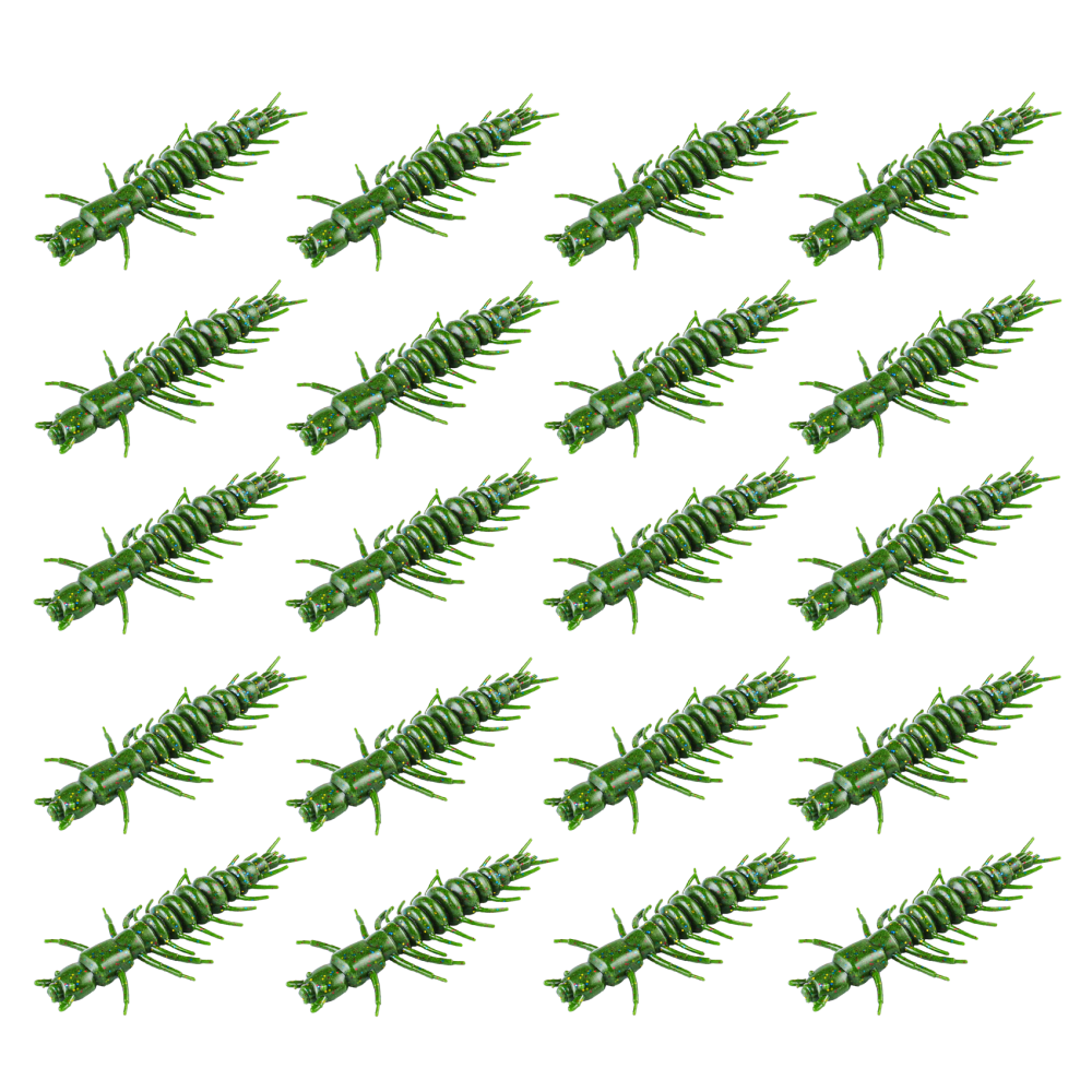 2" Hellgrammite Fishing Lures, Super Realistic Soft Plastic Fishing Lures for Ned Jig Drop Shot Rig, Qty 20Pack