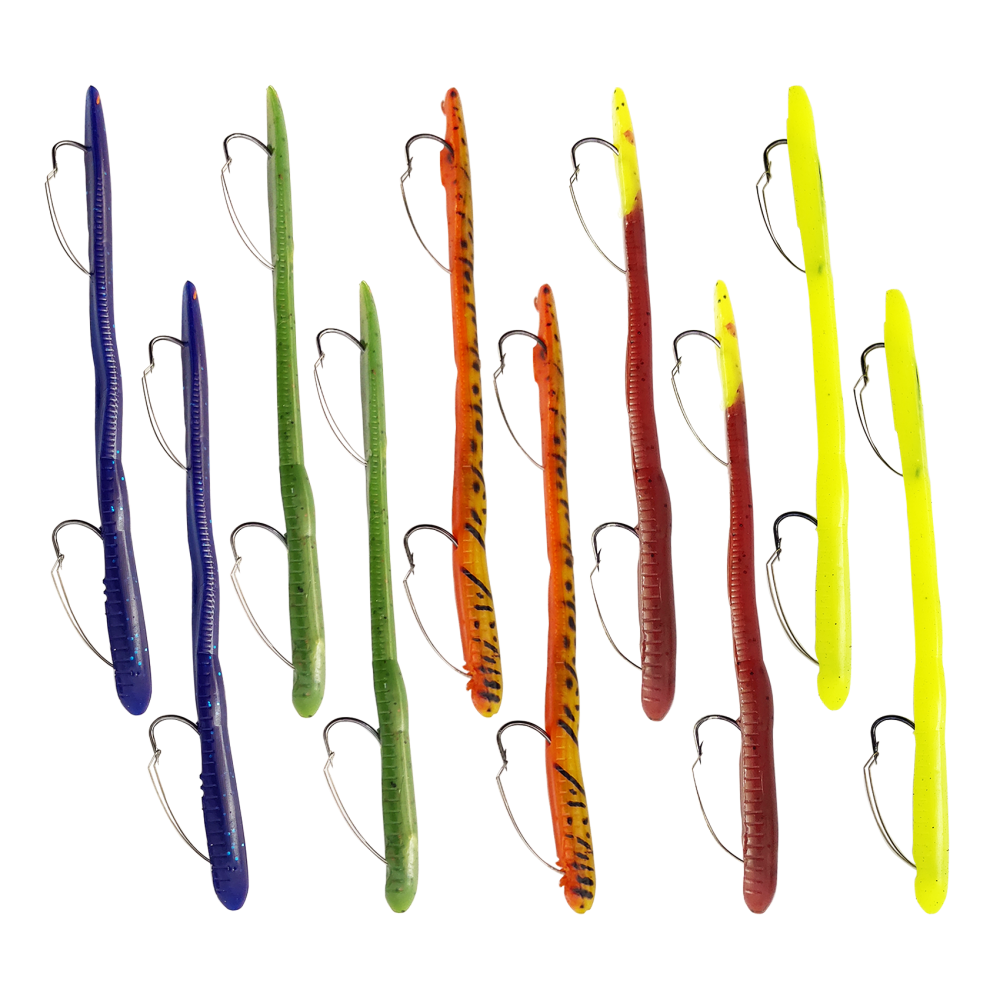Weedless Pre-Rigged Bass Fishing Lures, Double Super Sharp Weedless Hooks Hand-Made Realistic & Durable Soft Plastic Swimbaits for Bass Fishing