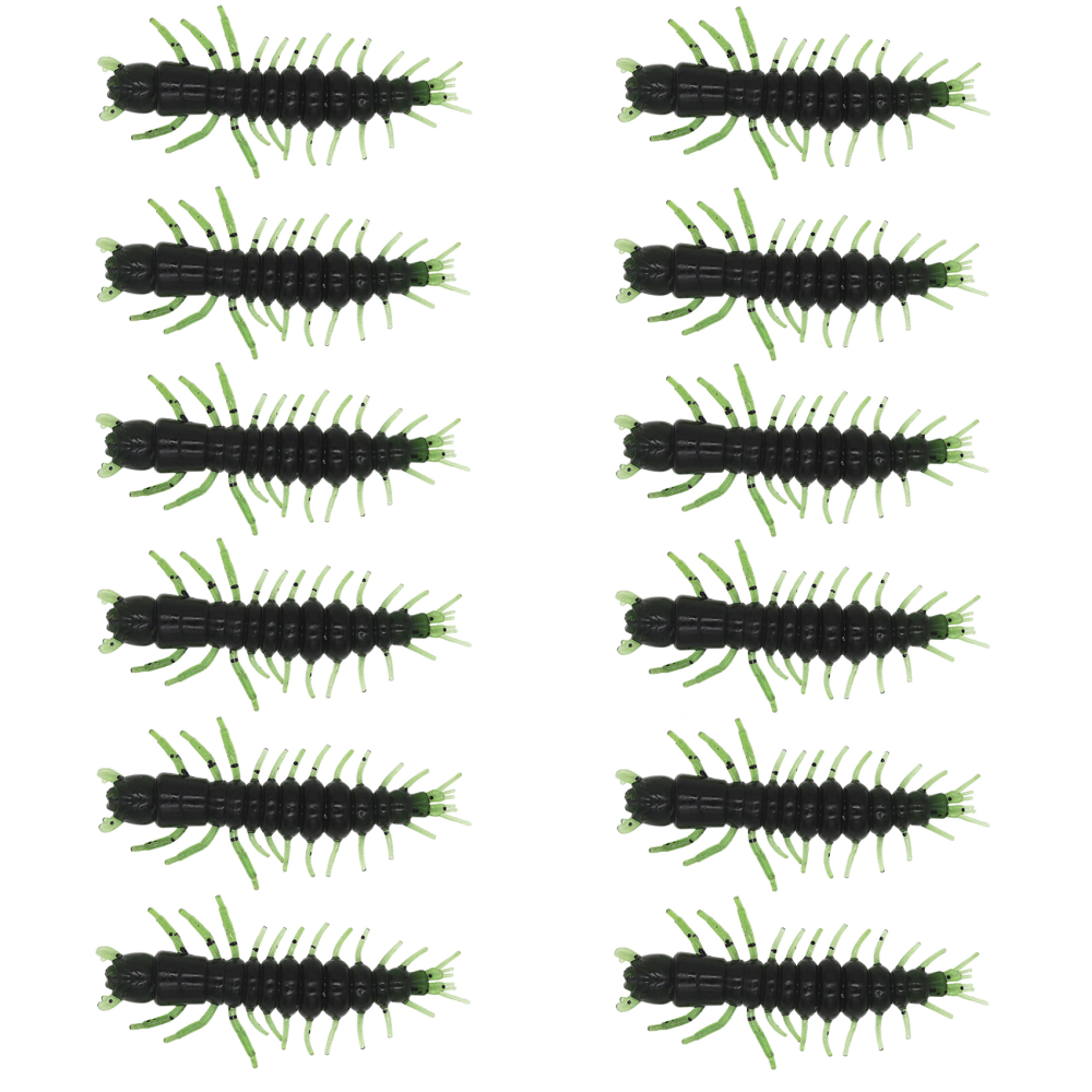 3" Hellgrammite Fishing Lures, Super Realistic Soft Plastic Fishing Lures for Ned Jig Drop Shot Rig, Qty 12Pack