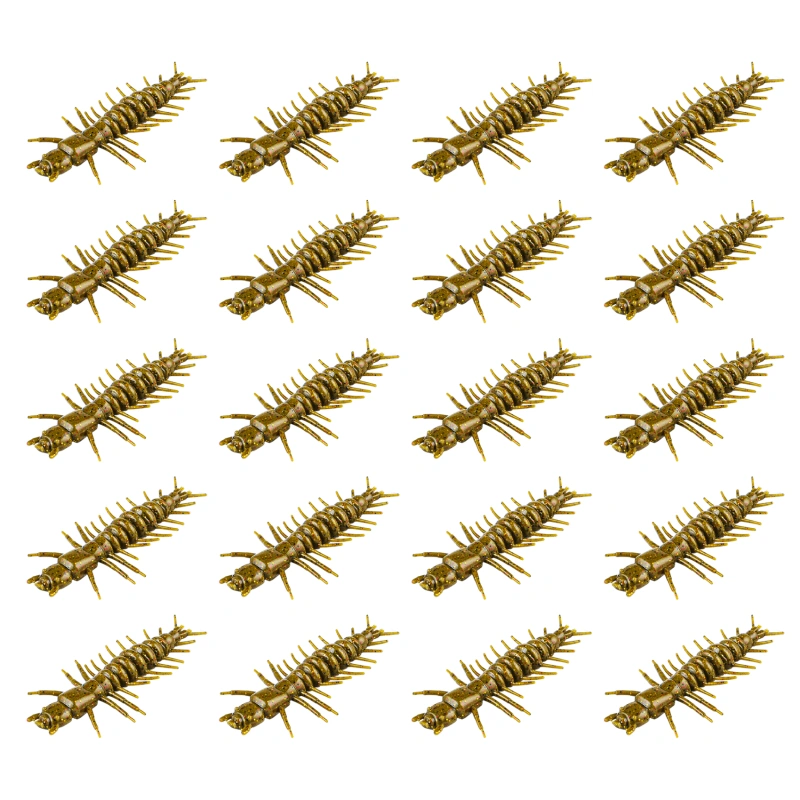 2" Hellgrammite Fishing Lures, Super Realistic Soft Plastic Fishing Lures for Ned Jig Drop Shot Rig, Qty 20Pack