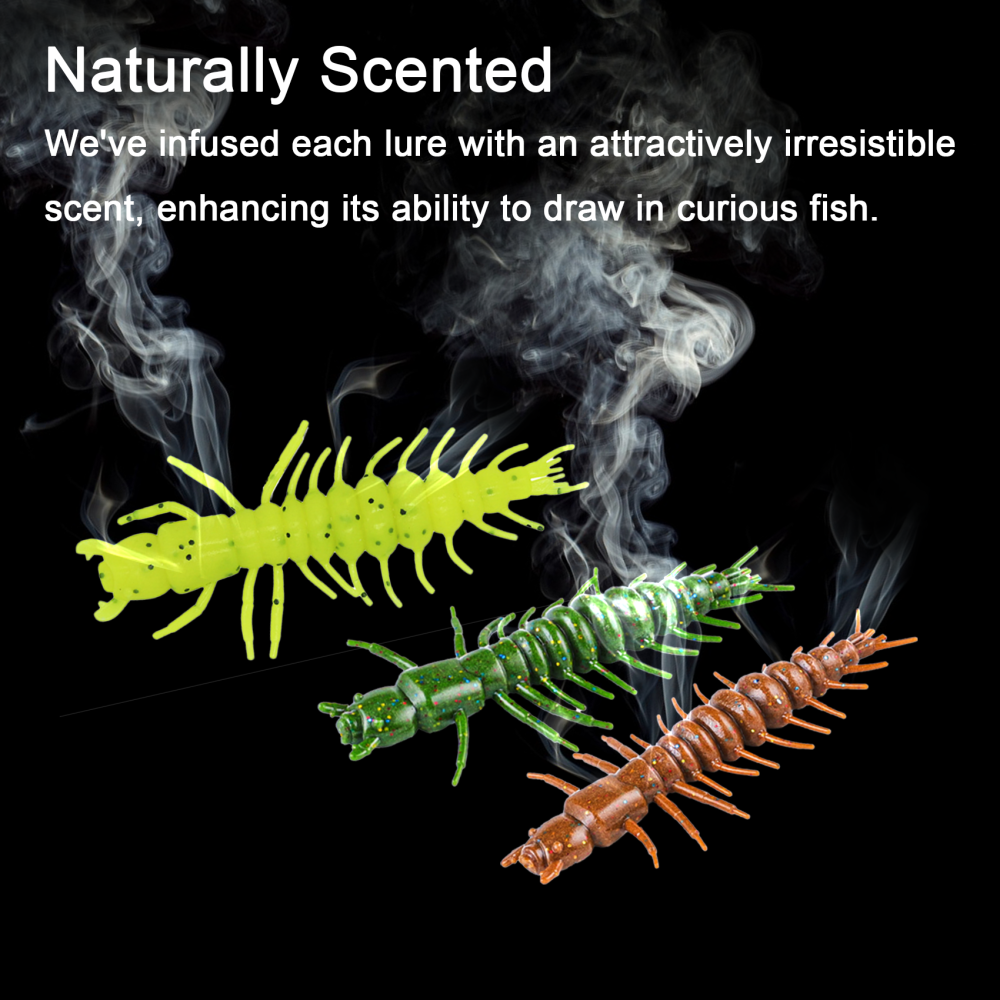 3" Hellgrammite Fishing Lures, Super Realistic Soft Plastic Fishing Lures for Ned Jig Drop Shot Rig, Qty 12Pack