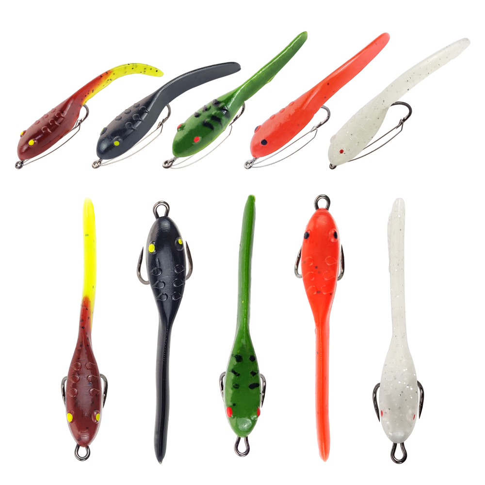 Eupheng Weedless Tadpole Fishing Lures, Hand-made Realistic Pre Rigged Soft Lures for Crappie, Bluegill, Perch, and Bass
