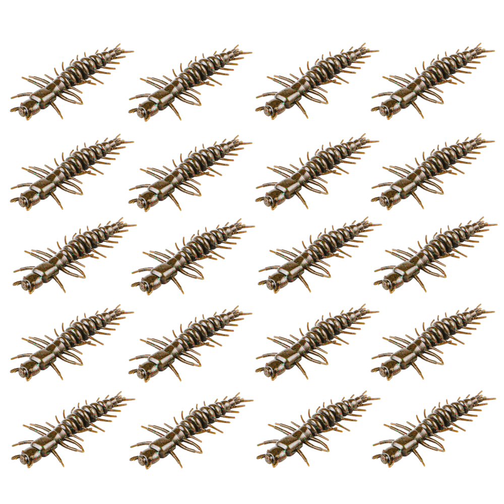 2" Hellgrammite Fishing Lures, Super Realistic Soft Plastic Fishing Lures for Ned Jig Drop Shot Rig, Qty 20Pack