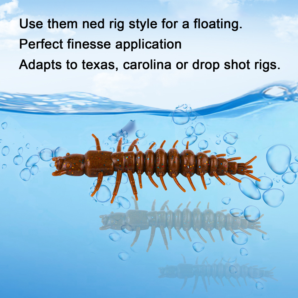 2" Hellgrammite Fishing Lures, Super Realistic Soft Plastic Fishing Lures for Ned Jig Drop Shot Rig, Qty 20Pack