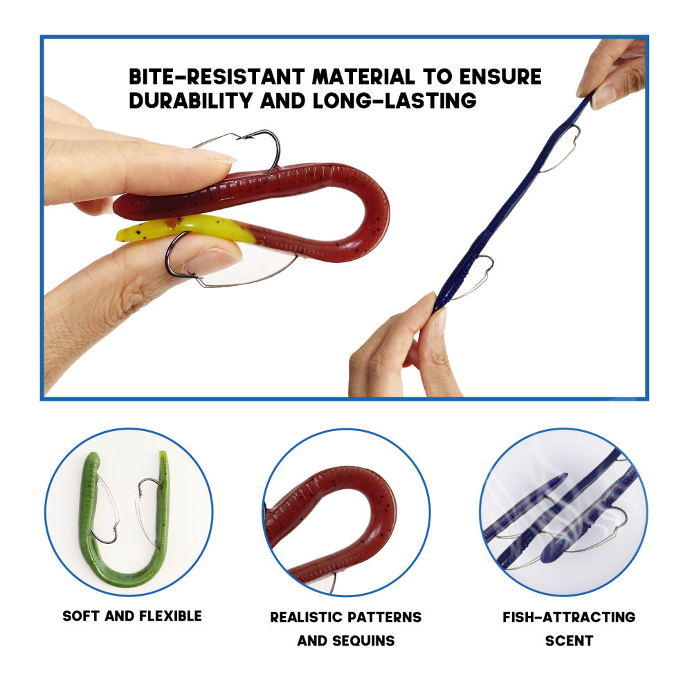 Weedless Pre-Rigged Bass Fishing Lures, Double Super Sharp Weedless Hooks Hand-Made Realistic & Durable Soft Plastic Swimbaits for Bass Fishing