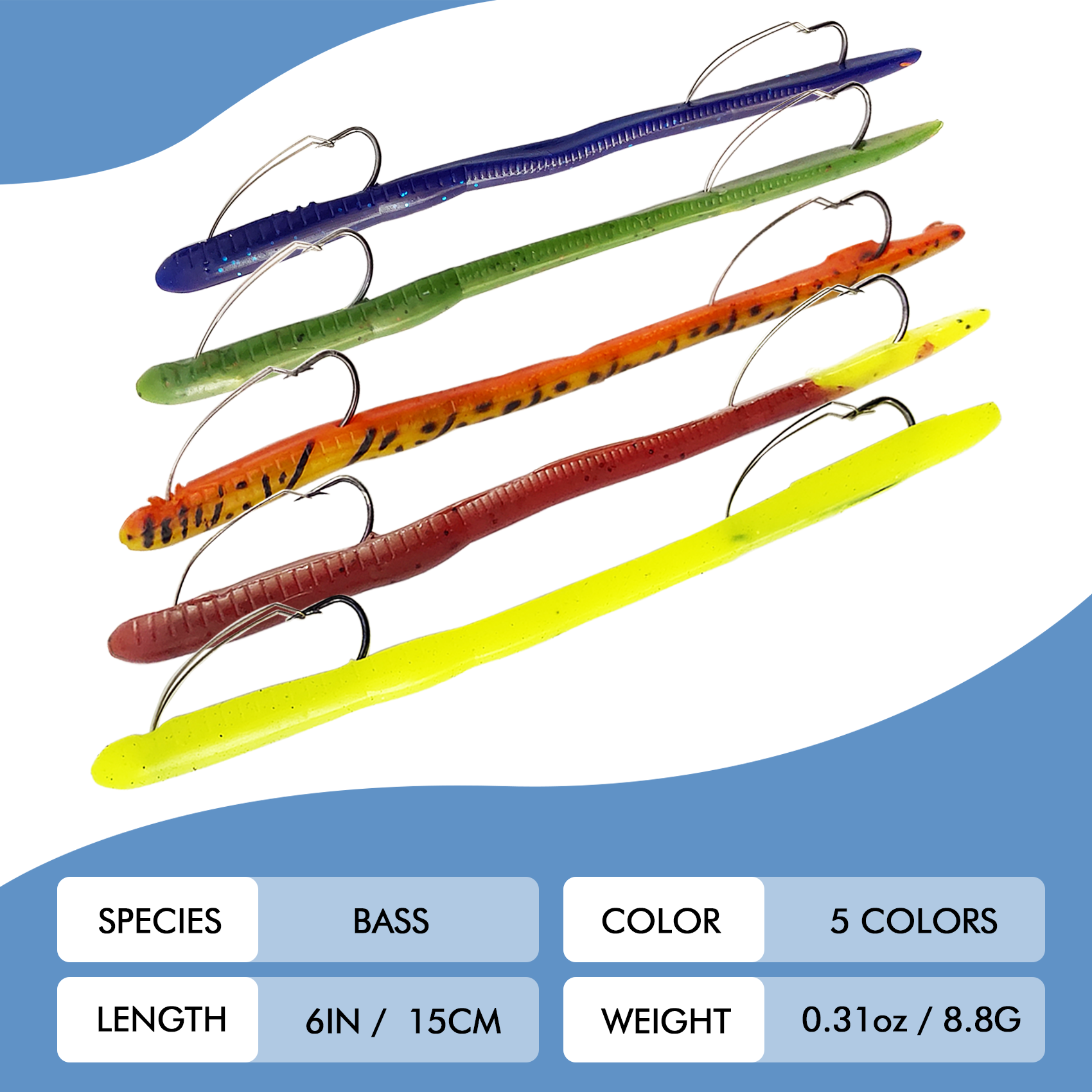 Weedless Pre-Rigged Bass Fishing Lures, Double Super Sharp Weedless Hooks  Hand-Made Realistic & Durable Soft Plastic Swimbaits for Bass Fishing