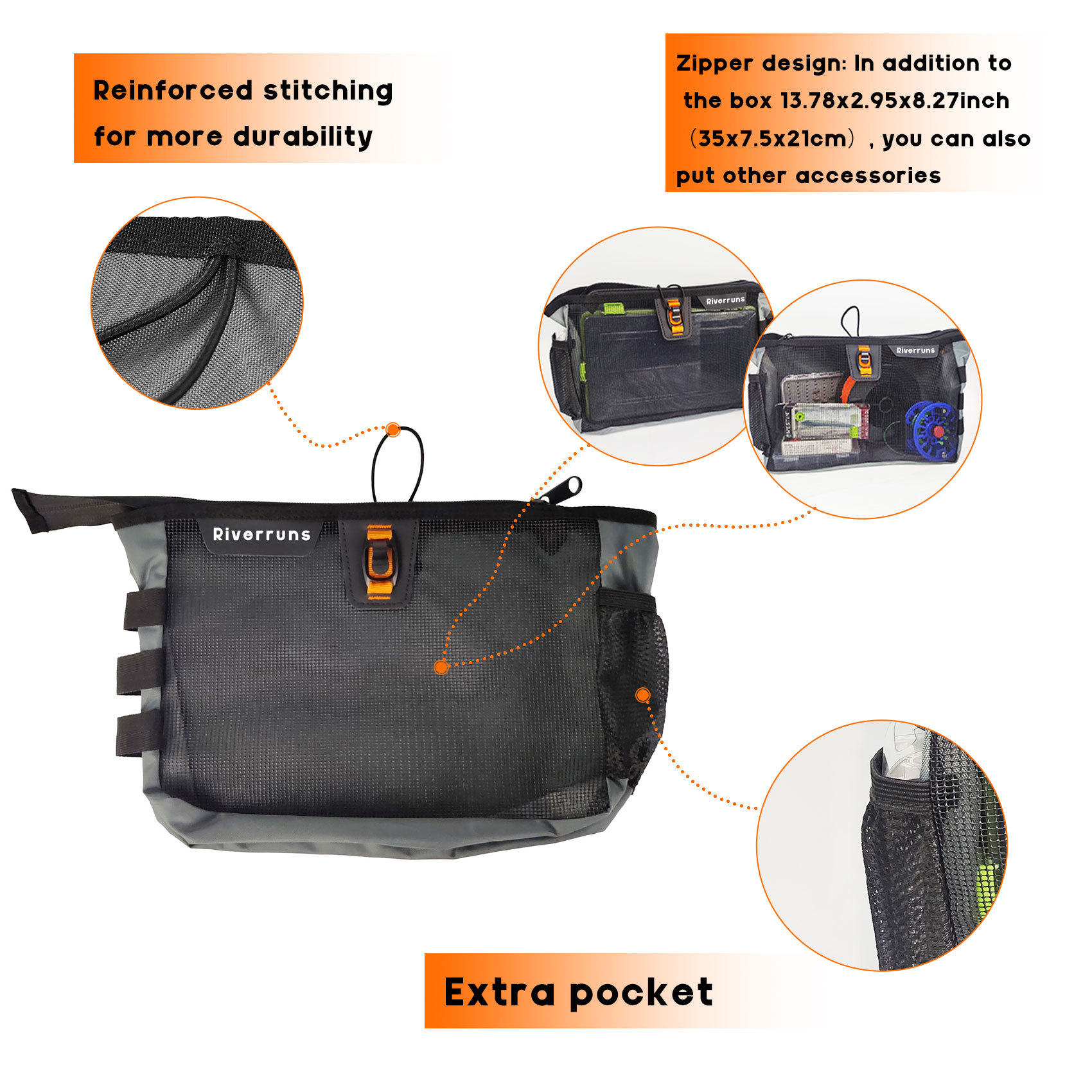 Mesh Storage Kayak Storage Comparments Attaches to Kayak Seat or T-track