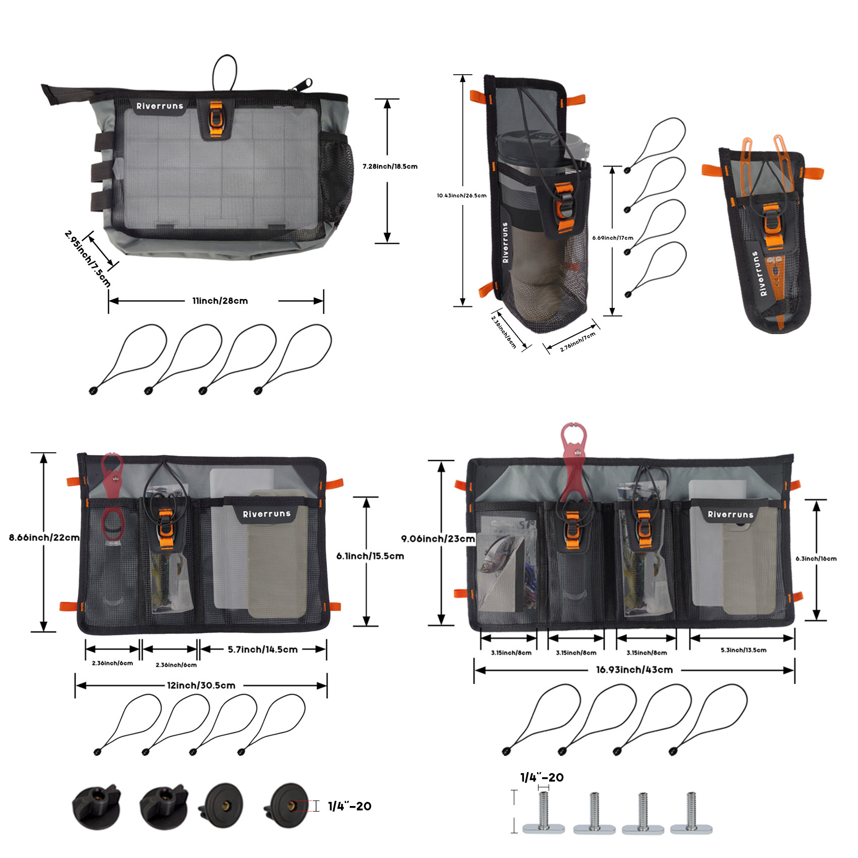Mesh Storage Kayak Storage Comparments Attaches to Kayak Seat or T-track