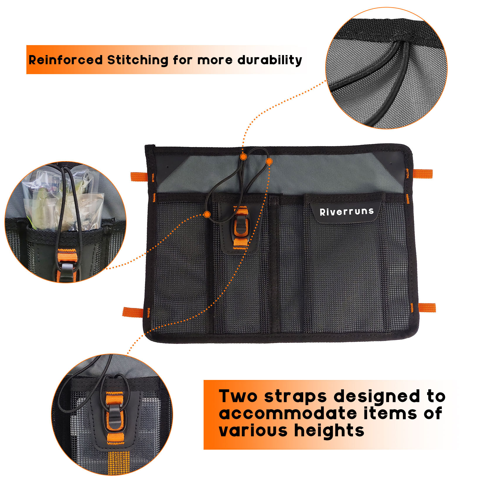 Mesh Storage Kayak Storage Comparments Attaches to Kayak Seat or T-track