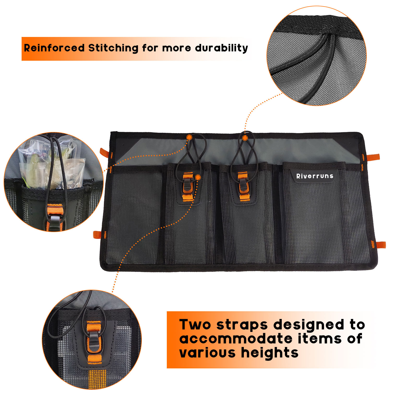 Mesh Storage Kayak Storage Comparments Attaches to Kayak Seat or T-track