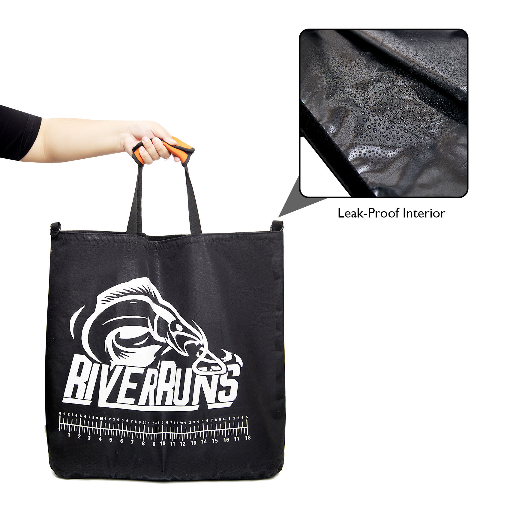 Heavy-Duty Fish Weigh-In Bag with Detachable Mesh Liner, 23.6 x 22.4 Inches Leak and Rip Resistant Fish Bag with Measuring Scale and Detachable Shoulder Strap