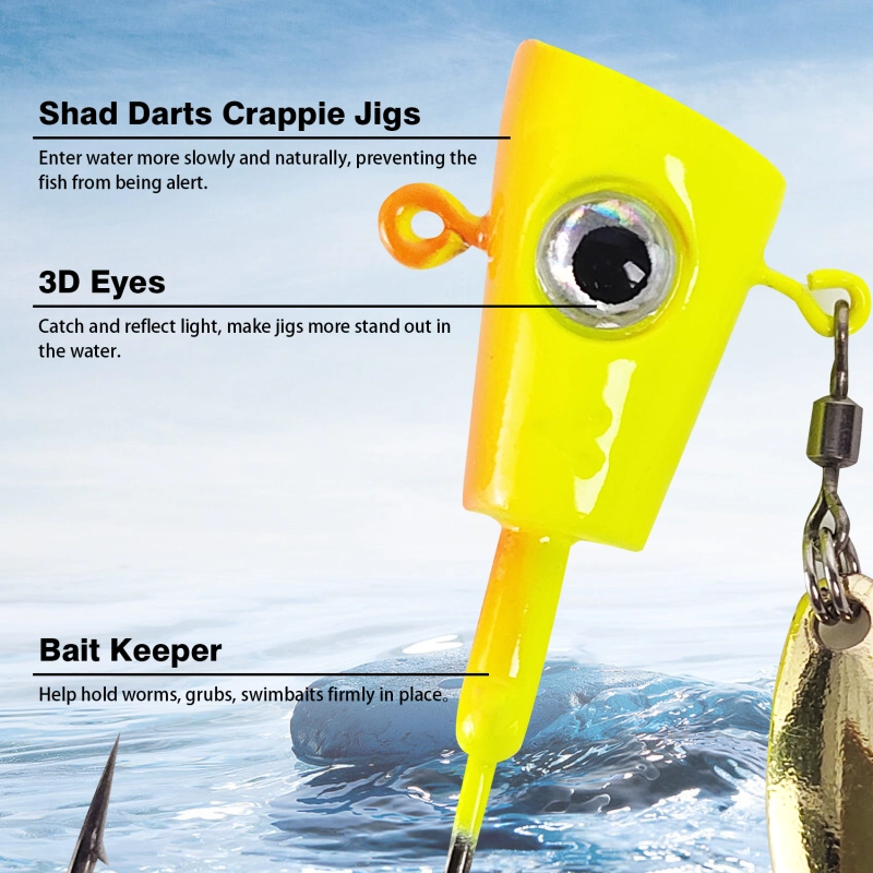 Shad Darts Crappie Jigs, ZINC-TECH Shad shape Underspin Jig Heads 1/32oz 1/16oz 1/8oz 1/4oz for Crappie Bass Panfish Trout Perch Walleye