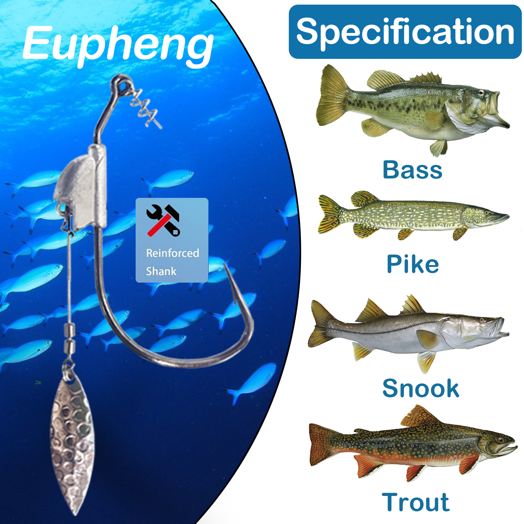 1/0 2/0 3/0 4/0 5/0 Weighted Swimbait Hooks, Weedless Weighted Hooks with Twistlock for Bass Fishing 10 Pack