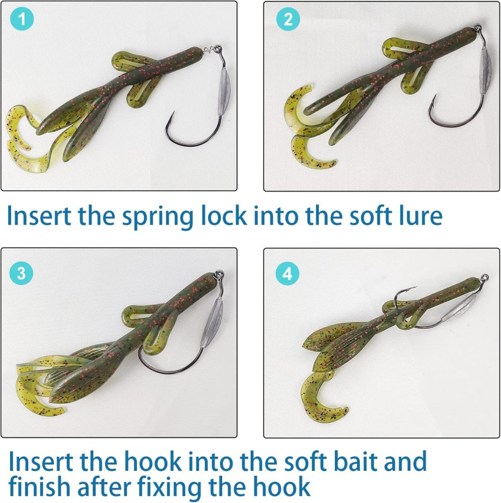 3/0 4/0 5/0 Weighted Swimbait Hooks, Weedless Weighted Hooks with Twistlock for Bass Fishing 5 Pack