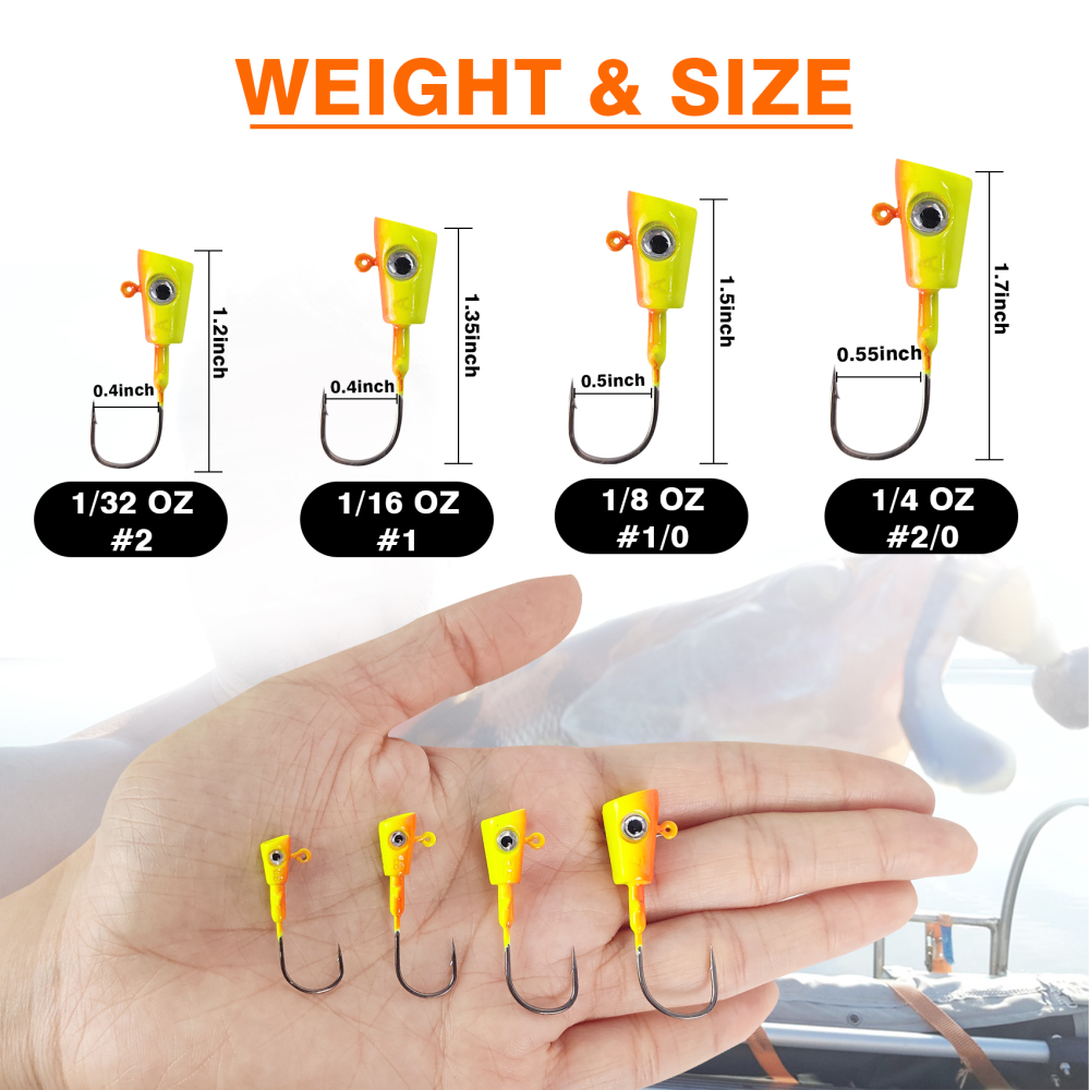 Shad Darts Crappie Jigs, ZINC-TECH Shad shape Underspin Jig Heads 1/32oz 1/16oz 1/8oz 1/4oz for Crappie Bass Panfish Trout Perch Walleye