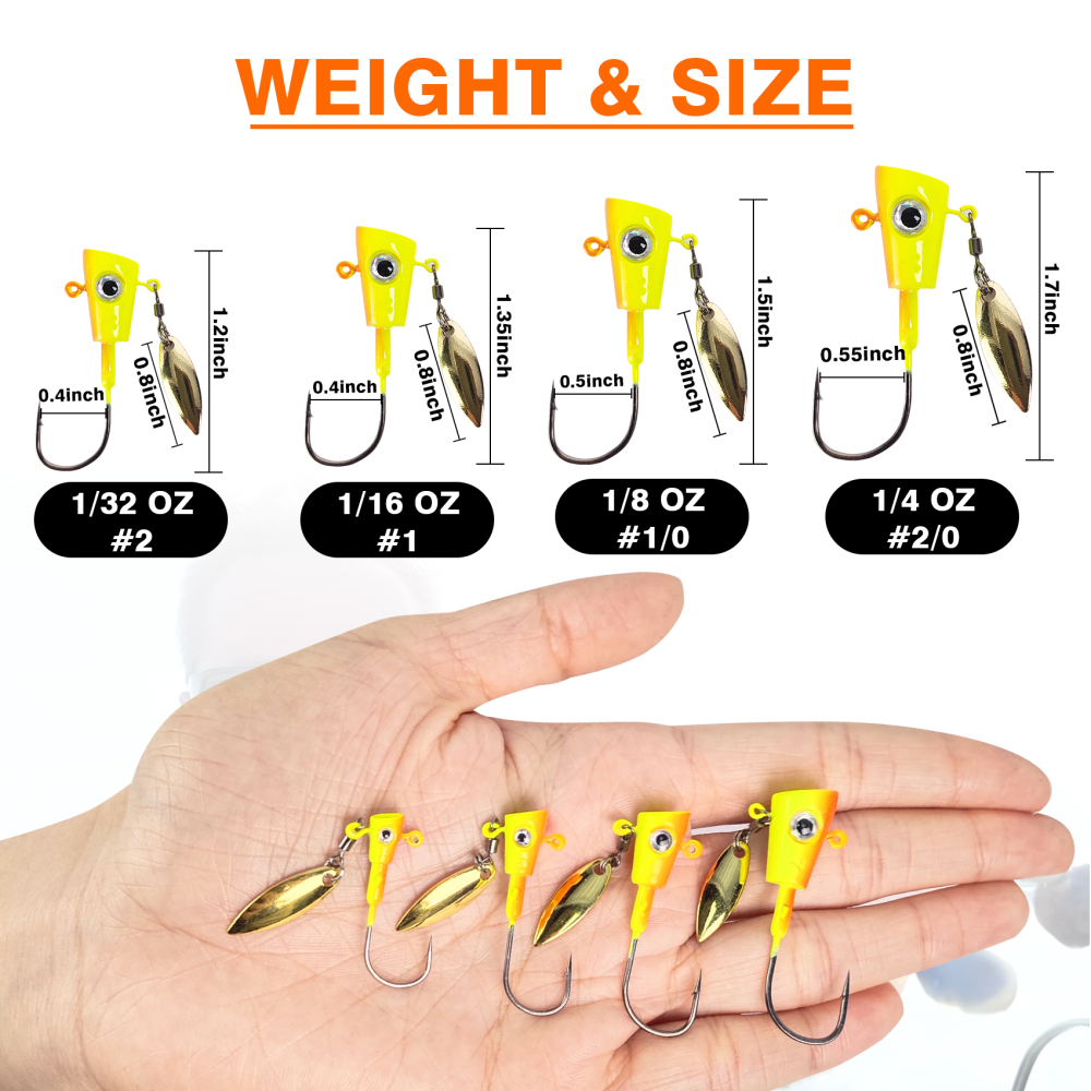 Shad Darts Crappie Jigs, ZINC-TECH Shad shape Underspin Jig Heads 1/32oz 1/16oz 1/8oz 1/4oz for Crappie Bass Panfish Trout Perch Walleye