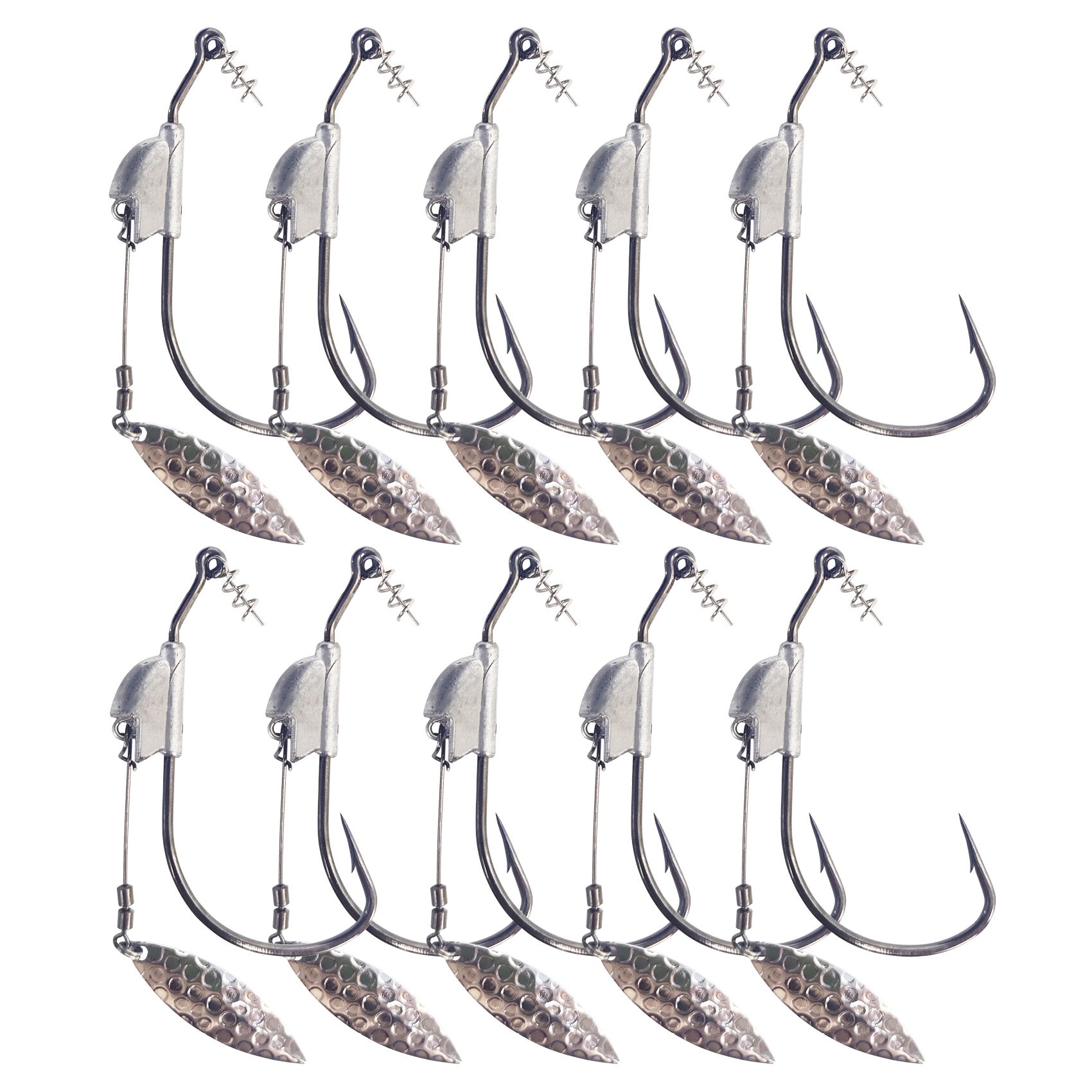 1/0 2/0 3/0 4/0 5/0 Weighted Swimbait Hooks, Weedless Weighted Hooks with Twistlock for Bass Fishing 10 Pack