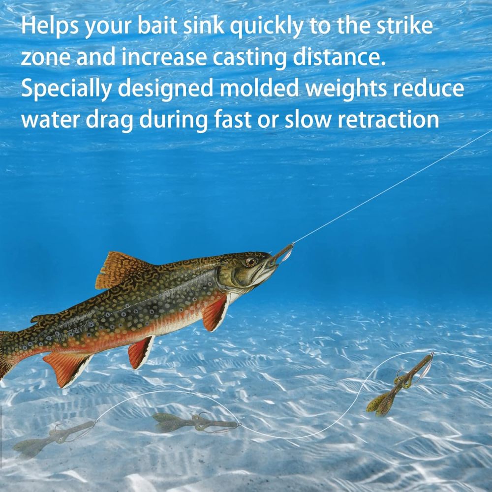 3/0 4/0 5/0 Weighted Swimbait Hooks, Weedless Weighted Hooks with Twistlock for Bass Fishing 5 Pack