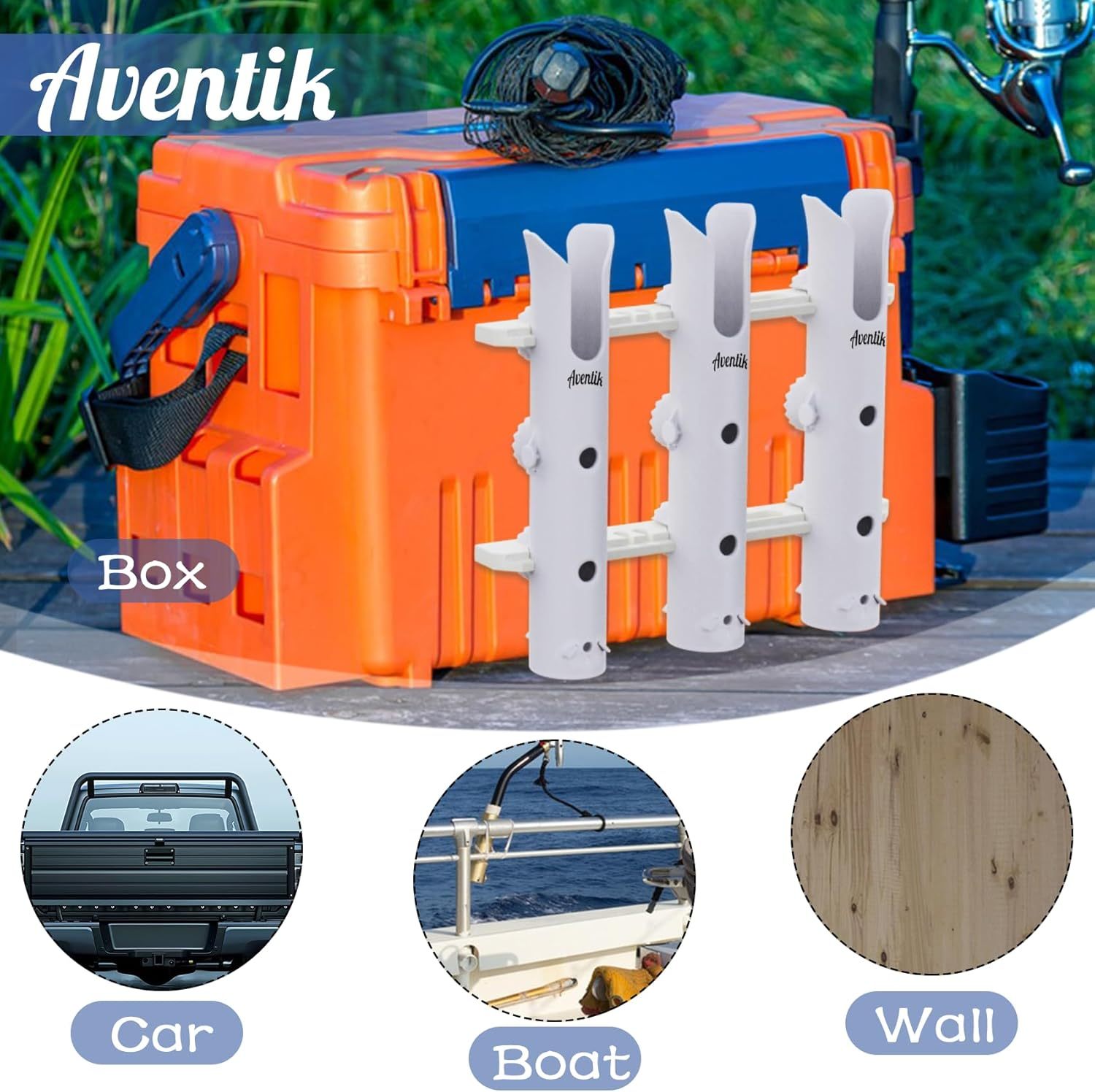 Aventik Fishing Rod Holder, Bracket Wall Mounted Boat Side Mount Tool Holder, Tube Links with Screws, 1/2/3/4/6 Pole Tube Fishing Rod Holders