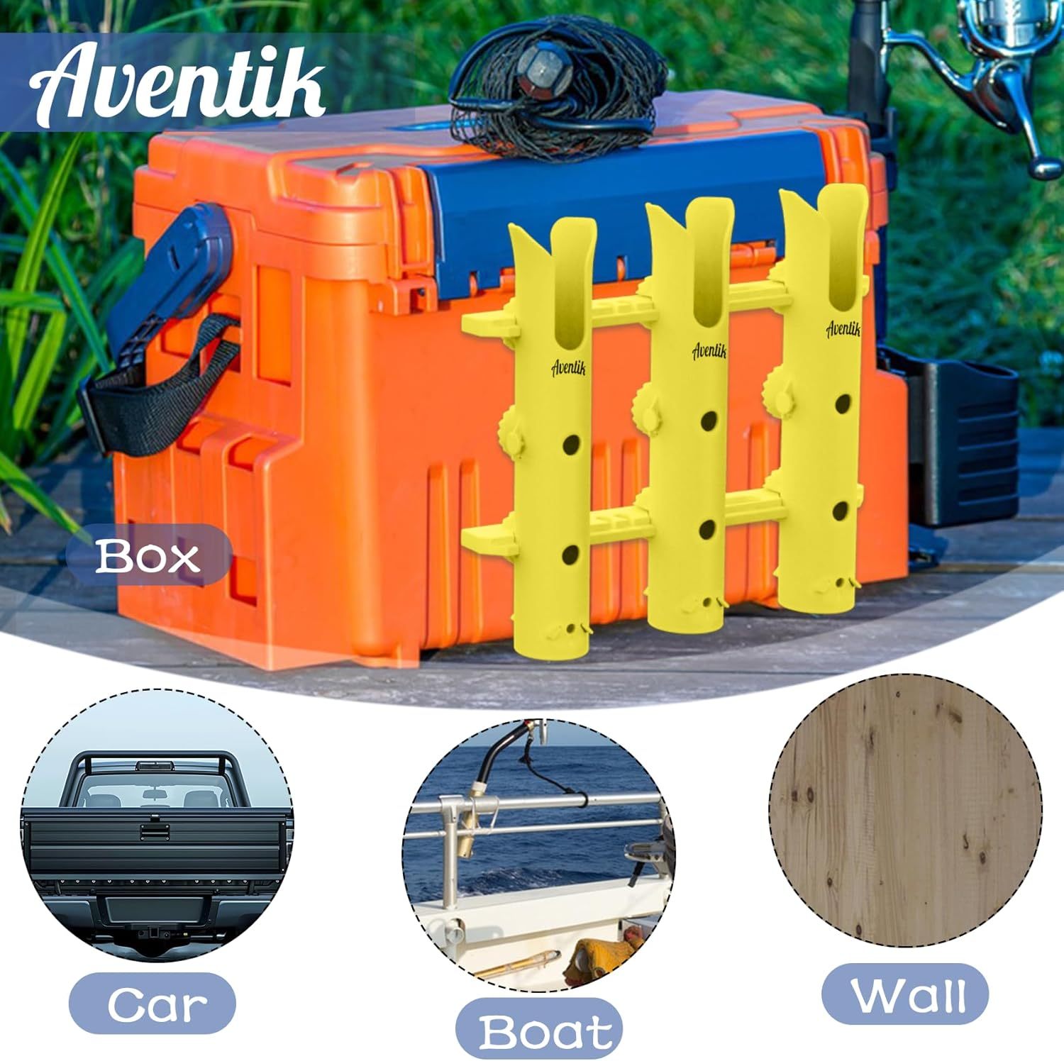 Aventik Fishing Rod Holder, Bracket Wall Mounted Boat Side Mount Tool Holder, Tube Links with Screws, 1/2/3/4/6 Pole Tube Fishing Rod Holders
