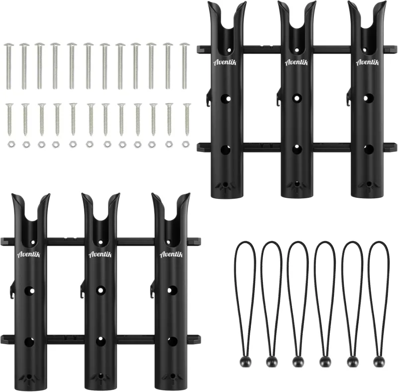 Aventik Fishing Rod Holder, Bracket Wall Mounted Boat Side Mount Tool Holder, Tube Links with Screws, 1/2/3/4/6 Pole Tube Fishing Rod Holders