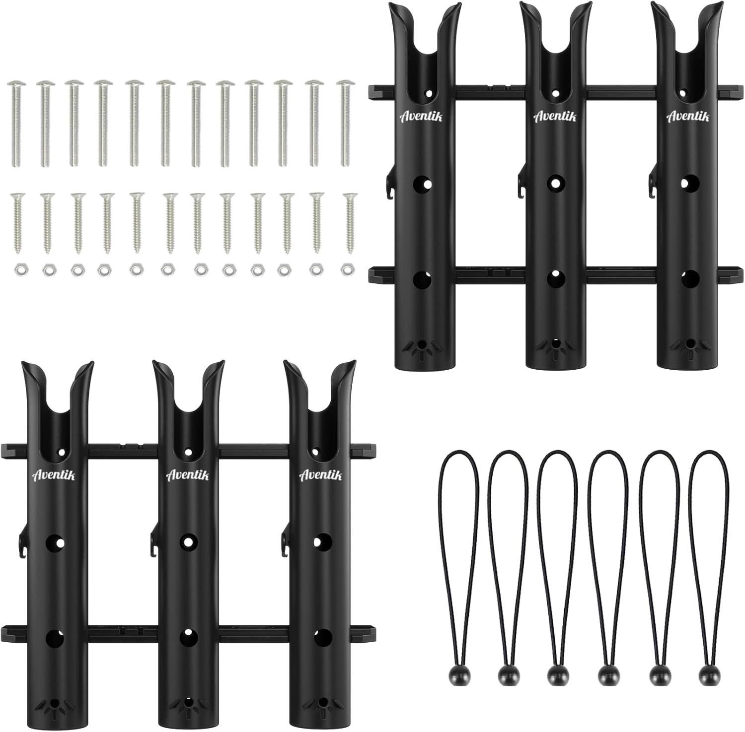 Aventik Fishing Rod Holder, Bracket Wall Mounted Boat Side Mount Tool Holder, Tube Links with Screws, 1/2/3/4/6 Pole Tube Fishing Rod Holders