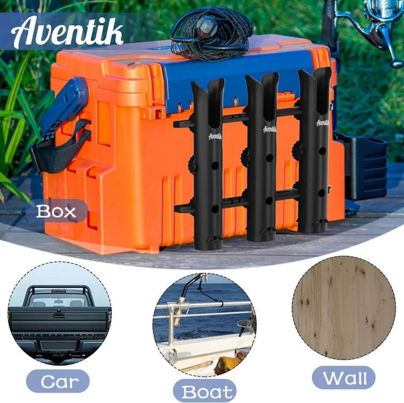 Aventik Fishing Rod Holder, Bracket Wall Mounted Boat Side Mount Tool Holder, Tube Links with Screws, 1/2/3/4/6 Pole Tube Fishing Rod Holders